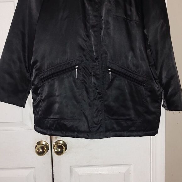 Liz Claiborne Liz Sport black button down coat Sz XL - Picture 2 of 6
